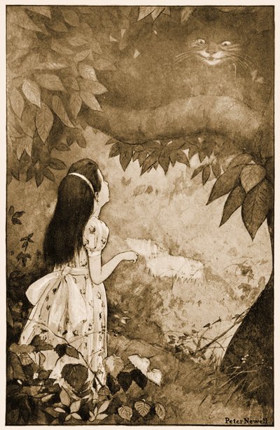 Questa volta scomparve molto lentamente, illustrazione per Le avventure di Alice nel Paese delle Meraviglie di Lewis Carroll, 1901 da Peter Newell
